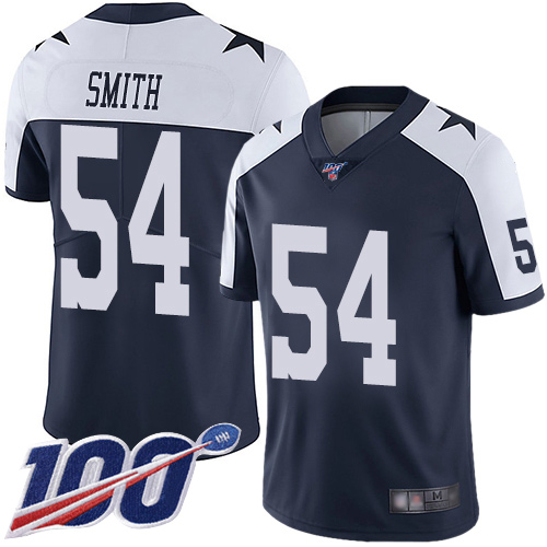 Men Dallas Cowboys Limited Navy Blue Jaylon Smith Alternate 54 100th Season Vapor Untouchable Throwback NFL Jersey